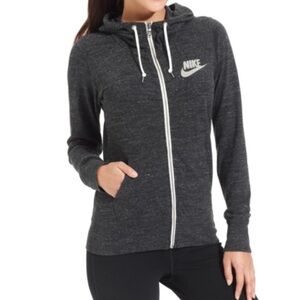 NIKE Heathered Gray Gym Vintage Active Soft Full-Zip Hoodie Jacket Size Medium